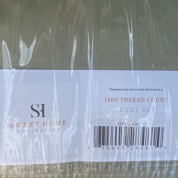 1800 Thread Count 4 Piece Deep Pocket Bedroom Bed Sheet Set Queen - Sage nwt - Picture 3 of 3